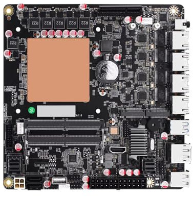 SJRC Carte mère NAS 6 baies Core i5 12450H, 6 x M.2 NVMe Mini ITX MBOD avec 4 ports i226 V 2,5 GbE LAN, carte d'ordinateur DDR5 avec PCIe4.0 x4, barebone (pas de RAM/SSD) (avec adaptateur)