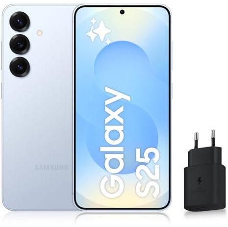 Samsung Galaxy S25, Smartphone Android 5G avec Galaxy AI, 128 Go, Chargeur secteur rapide 25W inclus, Smartphone déverrouillé, Bleu Clair, Version FR