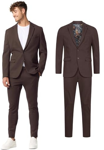 JEFF Herren JFEzra Set Anzug 2-teilig Sakko Hose Bundle | elastischer Herrenanzug Regular Fit für Männer Black Coffee, 54