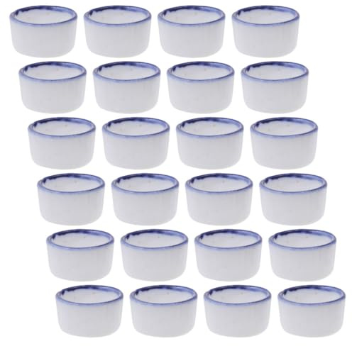 Toyvian 24piezas Mini Tazones Cerámicos para Reptiles Discos De Alimentación para Arañas y Escorpiones Comedero De Agua para Cangrejos Accesorios De Terrario Color Blanco
