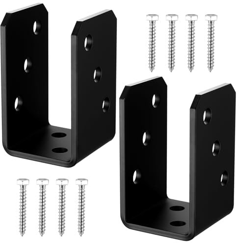 2 Pcs Fence Post Brackets, 50mm U Shaped Metal Fence Post Brackets for Wooden Posts, Heavy Duty U Brackets Support Base Anchor Holder for Pergola Wood Stake Repair and Fixing(50 x 102 x 60mm)