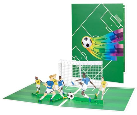 AIYONG Fútbol Tarjeta De Cumpleaños Emergente, Tarjeta de regalo de cumpleaños 3D, Tarjeta emergente para aficionados al fútbol, Tarjeta de invitación de cumpleaños para niños, Tarjetas de cumpleaños