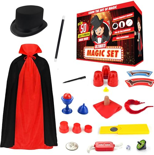 BLOONSY Magic Tricks for Kids Age 6-8, Magic Kit with Magician Costume