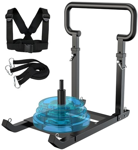 GanFindX Adjustable Weight Sled for Push & Pull Training, Heavy-Duty Fitness Sled with 5 Adjustable Handles, Improves Speed and Strength, Fits 1 & 2 Weight Plates