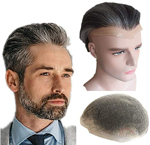 NLW Human Hair Men's Toupee with HD Soft fine Swiss lace Durable Real Hair System for Men 10x8 base size hair prosthesis mens patch units implant Straight hair pieces #1B40