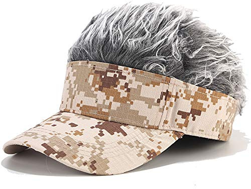 Malaxlx Camouflage Casquette de Baseball Homme Femme Réglable Casquette Visière avec Perruque Chapeau de Golf Cap Sportive Solaire Cap