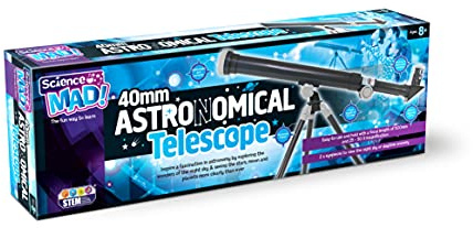 Science Mad 40mm Astronomical Telescope For Kids - Learn Astronomy With Fun - Features Portable, Easy To Use, 500mm Focal Length, 25x and 50x Magnification, 8+ Years