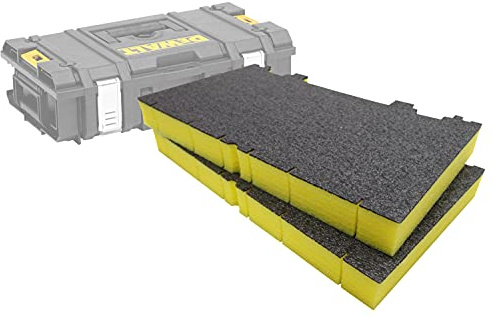 Shadow Foam Easy Peel — Tuffsystem DS150/300 insats [gul 50 mm dubbelpack] anpassningsbart skum för DeWalt Toughsystem verktygslådor | Perfekt för Lean, 5S, Kaizen & anpassade organisatörer