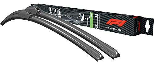 Formula 1 - Juego de limpiaparabrisas para barra plana (650/450 mm, limpiaparabrisas, limpiaparabrisas de agua