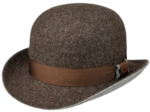 Alfonso D´Este Melon Shetland WoolD´Este Homme - Made in Italy Chapeau en Laine avec Doublure, Ruban Gros Grain Automne-Hiver - L (58-59 cm) Marron