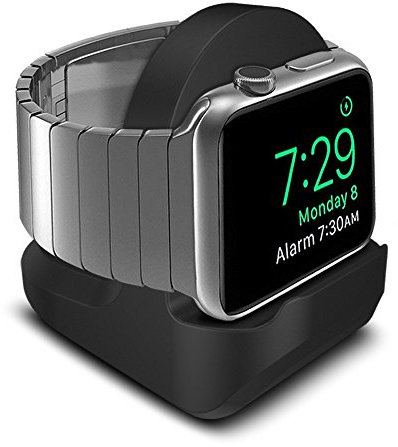 TUCANA Charger Stand Compatible with Apple Watch Series iWatch 10/9/8/7/6/SE/5/4（45mm/44mm/41mm/40mm and Series 3/2/1, Nightstand Mode, Durable Silicone with Non-Slip Stable Base (Black)