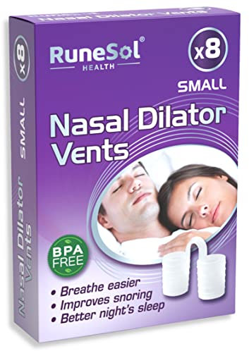 Runesol Snoring Relief Nasal Dilator, 8 x Small Clear Nasal Dilators, Snoring Aids for Men and Women, Sleep Nose Vents, Anti Snoring Devices, Stop Snoring Aid for Sleeping, Snore Stopper, Congestion