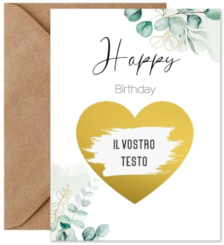 Tarjeta de rascar para escribir sobre uno mismo Feliz Cumpleaños | Tarjeta de cumpleaños incl. sobre | Regalo de cumpleaños | Tarjeta de cumpleaños sorpresa DIN A6 (Feliz Cumpleaños Eucalipto)