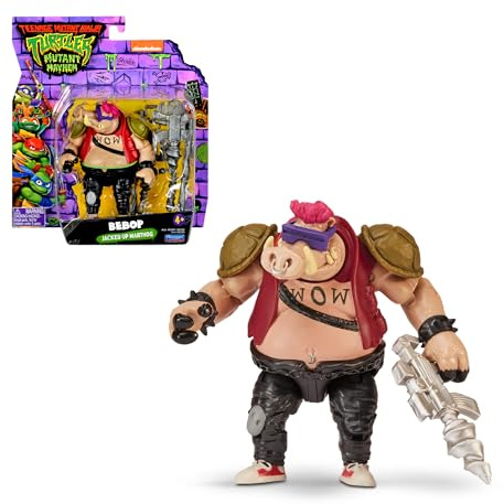 Tortugas Ninja Bebop Figura de Acción Básica Articulada, 12 cm, Personaje Película Caos Mutante detallado y con Accesorio, Arma de Combate, para niños y niñas Desde 4 Años, Famosa (TU805800)
