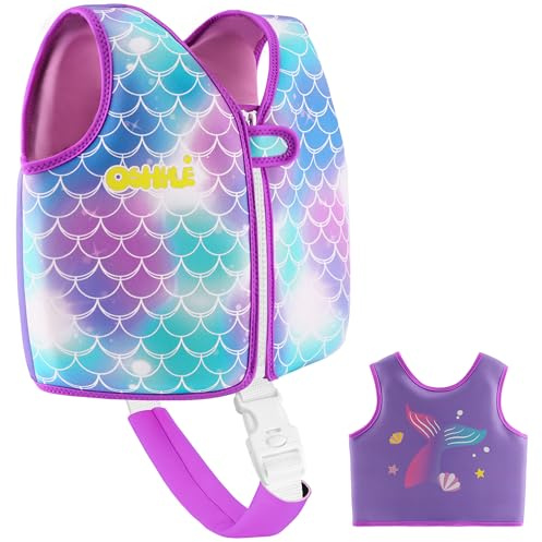 OSHYLE Chaleco de Natación de Neopreno de la Marca Premium para Niños - Flotador para el Aprendizaje de la Natación Ideal para Niños (Mermaids, M(3-6))