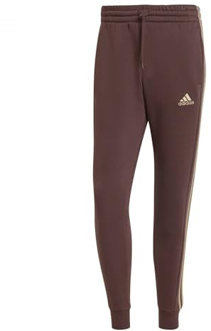 adidas Herren Essentials Fleece 3-Stripes Tapered Cuff Pants, Shadow Brown, XL