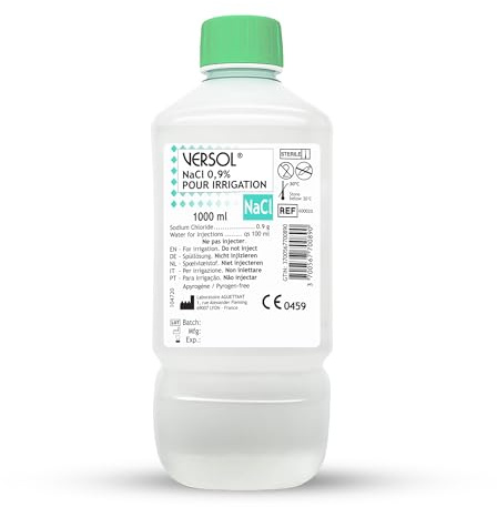 VERSOL NaCl 0,9% – Solución salina fisiológica estéril 1 L – Para higiene nasal, limpieza de heridas y cuidado diario – Apta para bebés, niños y adultos
