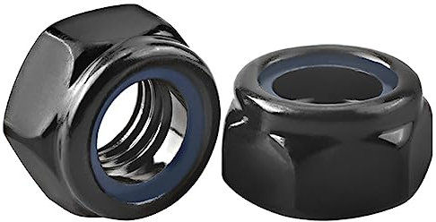 Drenky Tuercas Autoblocantes M8, 25 Piezas de Bloqueo Negro en Acero Inoxidable Hexagonales DIN 985 con Anillo de Nylon para Tornillos, Pernos y Varillas Roscadas