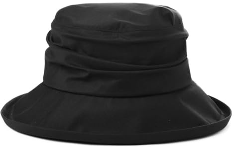 Comhats Rain Hat for Women Waterproof Wide Brim Sun Hats for Ladies SPF 50+ Summer Fishing Bucket Hats Beach Foldable Black Medium