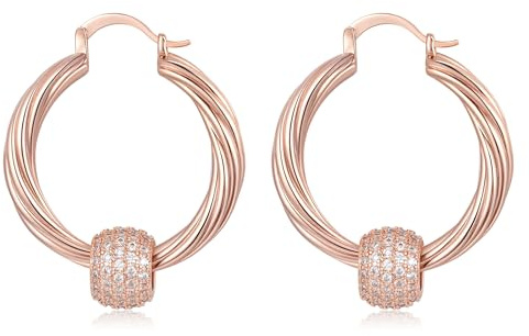 35mm-68mm Gold Plated Twisted Hoop Earrings with Disco Ball – Bling King London