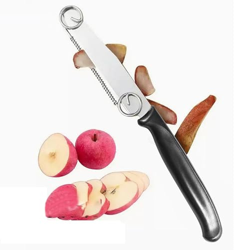 Pelador de Frutas | Cortador Rebanador De Acero Inoxidable - Dispositivo Con Muelle Antideslizante Para Pelar Piña Zanahoria Mango Col Limón Kiwi En Casa