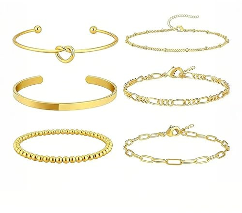 XFSRG Set de Pulseras Mujer en Capas Pulsera de Moda con Cadenas Pulseras Apilables Joyería Versátil para el Día a Día Vacaciones y Fiestas