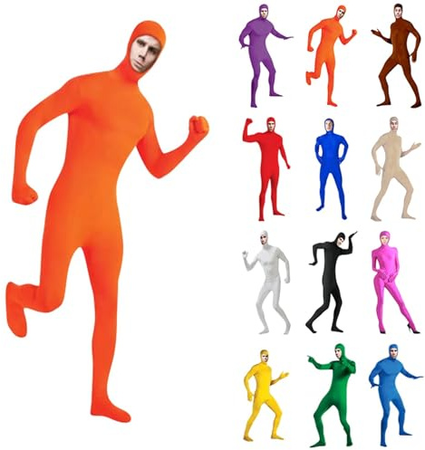 Generisch - Combinaison intégrale unisexe pour homme et femme - Costume d'Halloween - Carnaval - Slenderman, Lorax - Orange - Cosplay - Combinaison seconde peau - Adulte, 170, EU