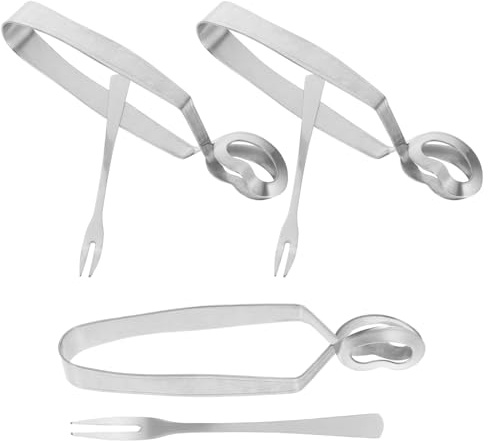 AUTSUPPL 3 ensembles Set Pinces et Fourchettes Acier Inoxydable pour Escargots Résistance Chaleur Rustique Outil Pratique pour Table Maison ou Restaurant