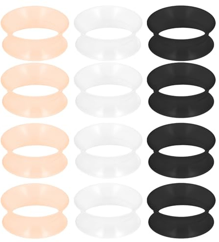 Yaalozei 0G Silicone Gauges Tunnels Plugs Earrings for Ears 0 Gauge Stretching Kit Rubber Soft Black White Flesh Tunnel Plug Plastic Double Flare Gauges Size 8mm Piercing Jewerly Women Men 5/16 inch