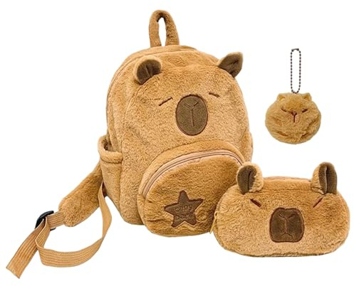 Cute Animal Backpack - Capybara Plush School Bag, Coin Purse Accessory, Adjustable Strap | Travel College Gym Outdoor Bookbag for Kids Teens Women Daily Use Cute Functional Backpack
