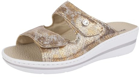 Jürgen Hirsch Sandali da donna Soft 01 in pelle con plantare morbido, cuscinetti antishock, larghezza confortevole G, bronzo, 38 EU