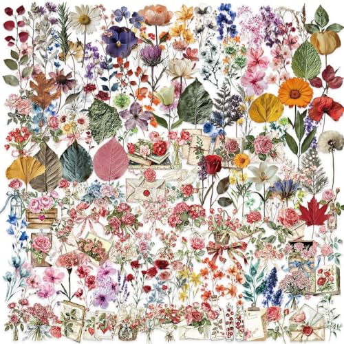150PCS Floral Scrapbook Stickers,Vintage Flower Sticker Book for Adults,Cute Aesthetic Journal & Laptop Stickers,DIY Card Making Supplies,Scrapbooking Kit & Scrapbook Paper,Stickers for Scrapbooking