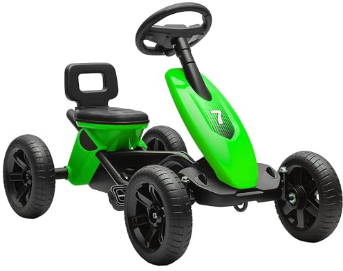 AIYAPLAY Kart à pédales pour Enfants Roues EVA Silencieux 2 à 5 Ans Vert | Go-Kart pour Enfant, Avancer et Reculer, Voiture à Pédales, pour Garçons Filles