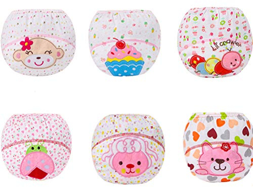 XM-Amigo Ropa interior para bebés y niñas, pantalones de entrenamiento reutilizables para ir al baño, paquete de 6, talla 1-3 años, niña, 2-3 Years