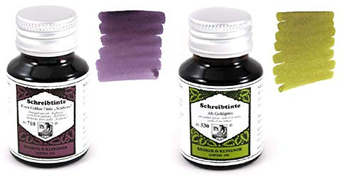 Rohrer & Klingner - 50ml Bottle Fountain Pen Ink Set - 2 Pack - Alt-Goldgrun & Scabiosa