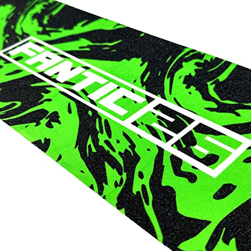 Fantic26 Patinete de acrobacias de repuesto I Park I Niños I Trick I Tret I Roller I Papel de lija antideslizante 58,5 cm I Apto para cubiertas de hasta 58,5 cm x 15,5 cm (remolino negro/verde)