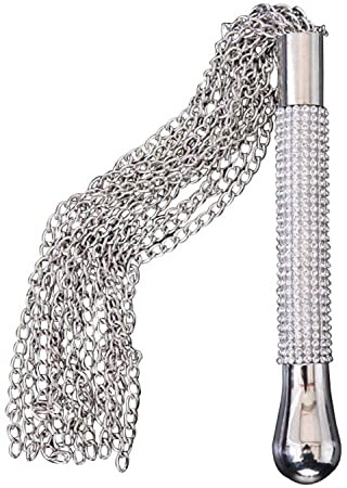 Horse Whip Metal Alloy Chain Horse Riding Whip Crop Crystal Handle Whip 42cm