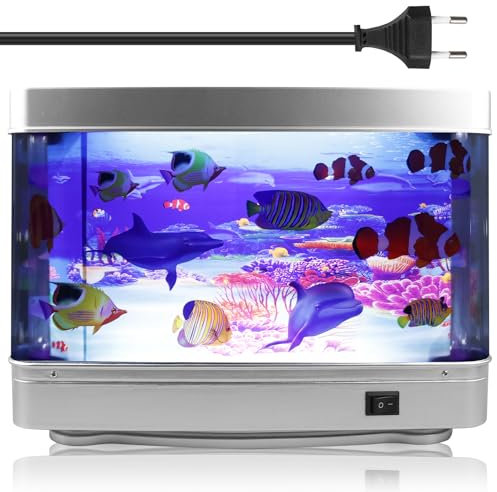 LED Aquariumlampe, Nachtlicht, Aquarium-Stimmungslampe, Tropische Fische Lampe, Zierfisch-Simulationlampe mit EU-Stecker, Fisch-Aquarium für Wohnzimmer, Desktop, Schlafzimmer
