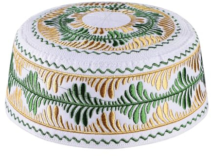 XGOPTS Bonnet Prière pour Enfants Garçons Chapeau Musulman en Coton Casquette Calotte Islamique Kufi Arabe Traditionnel Bonnet Brodé pour Arabie Turque Hui Saudi Couvre-Chef Rond Cadeau d'Aïd Ramadan