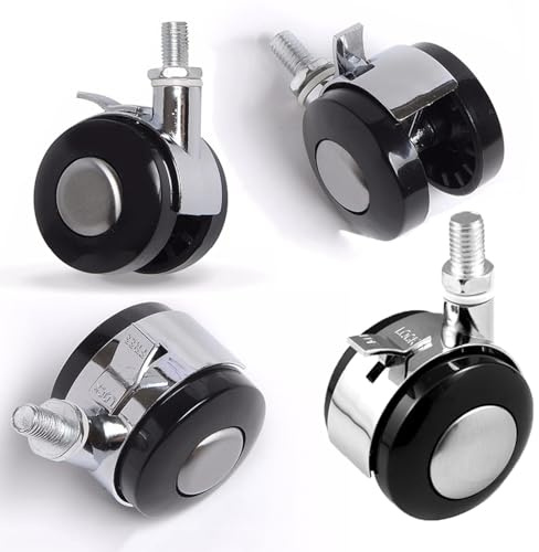 YQOLG87 Rueda giratoria con vástago roscado M6/8,Rueda Pivotantes de Alta Resistencia,Ruedas para carros de Muebles con 4 Frenos,Nylon Ruedas de Repuesto,Capacidad de Carga:80Kg,M6