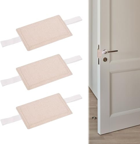 Anti Door Slam with Elastic Bands,3Pcs Door Slam Stopper,4 x 3 Door Silencer,Door Pads Stop Slamming,Quiet Door Closer Cushion,Door Jammer Cushion for Bedroom Nursery Elderly Room(Beige)