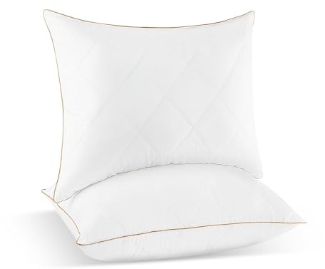 UNIKOME Cuscino in Piuma D'oca 65x65cm, Set Di 2 D'oca E Piumino Cuscino, Tessuto in Cotone Organico Al 100%, Lavabile in Lavatrice, Oeko-TEX