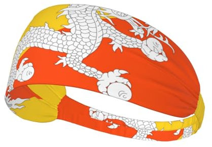 Sport-Stirnband mit der Flagge des Königreichs Bhutan – Unisex, elastisch, atmungsaktiv, rutschfest, geeignet zum Laufen, Radfahren, Fitness