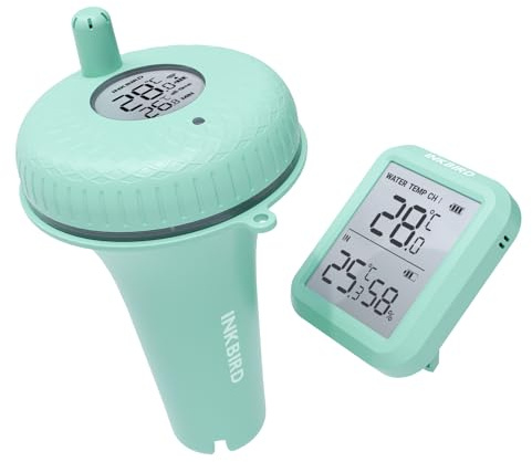 Inkbird Thermomètre Piscine Flottant sans Fil Radio, IBS-P01R Thermometre de Température d'eau Étanche IPX7 avec Récepteur (Vert)