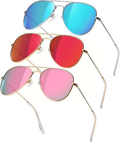SEKKAF Polarized Aviator Sunglasses for Boys Girls Classic Lightweight Metal Frame Sun Glasses UV400 Protection Lens