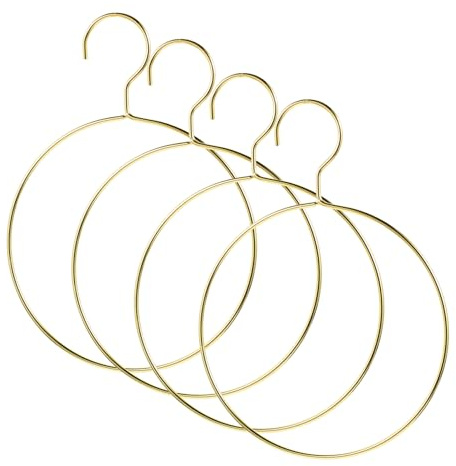 MUELODSIC Perchas para Bufandas y Cinturones De Hierro Dorado, Organizador Multifuncional para Armario, 4 Piezas, Anillos Redondos para Chales y Corbatas, Almacenamiento para Ropa y Accesorios