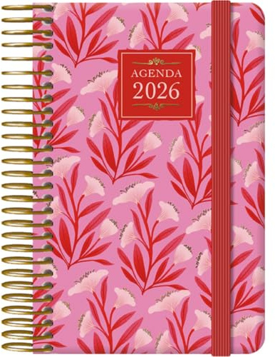 Dohe - Agenda 2026 - visualizzazione settimanale, formato tascabile (8,5 x 13 cm), copertina rigida, rilegatura a spirale ed elastico, 12 mesi da gennaio a dicembre, agenda annuale in spagnolo - Charm