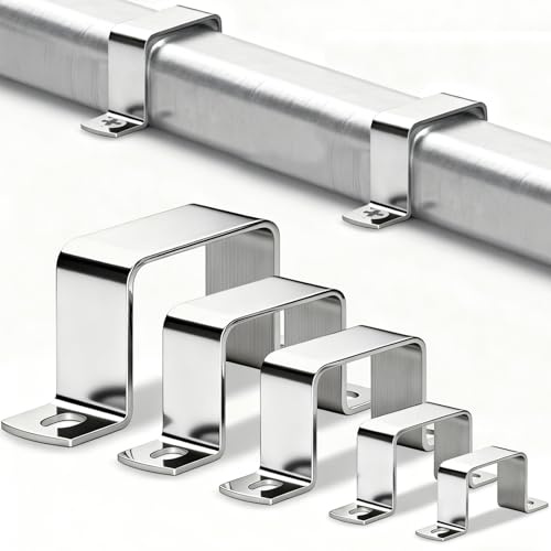 Fascetta per tubo quadrato 120x120mm, 2 pezzi, fascetta U, fascetta per tubo, fascette angolari, in acciaio inox 304, fascette per tubo quadrato, fascetta per tubo quadrato, fascetta per tubo