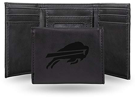 Rico Industries Lasergravierte Unisex Trifold Geldbörse, leicht, Buffalo Bills Black