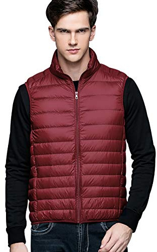 Chaleco Plumas Ligero Hombre Chalecos Acolchados Hombre Chalequillo Chalecos Caballero Gilet Chaleco Acolchado Ultraligero Hombre Chaleco Plumon Abrigo Pluma Sin Mangas Hombre Talla Grande Rojo L